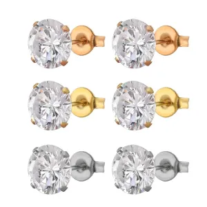 FairLadyHood 1Pair AAA CZ Shiny Wedding Stud Earrings For Women Men White Crystal Jewelry Accessories Earing Oorbellen