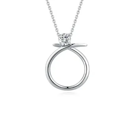 Fei Liu Silver and CZ radiance plain swirl pendant