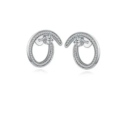 Fei Liu Silver and CZ radiance swirl stud earrings