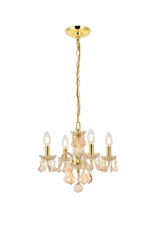 Four Light Pendant from the Rococo Collection in Golden Shadow Finish by Elegant Lighting