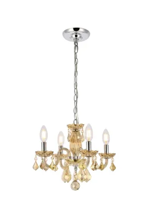 Four Light Pendant from the Rococo Collection in Golden Teak Finish by Elegant Lighting