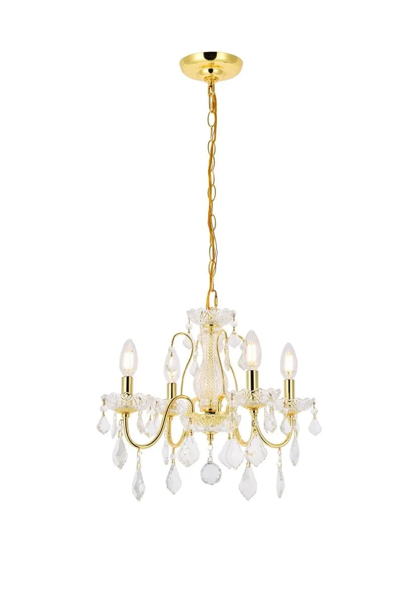 Four Light Pendant from the St. Francis Collection in Gold Finish by Elegant Lighting