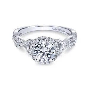 Gabriel & Co. 14k White Gold Contemporary Criss Cross Engagement Ring