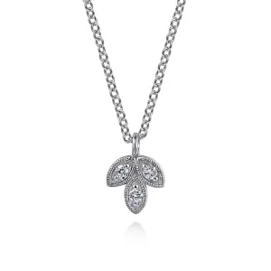 Gabriel & Co. Diamond Mini Leaf Pendant Necklace