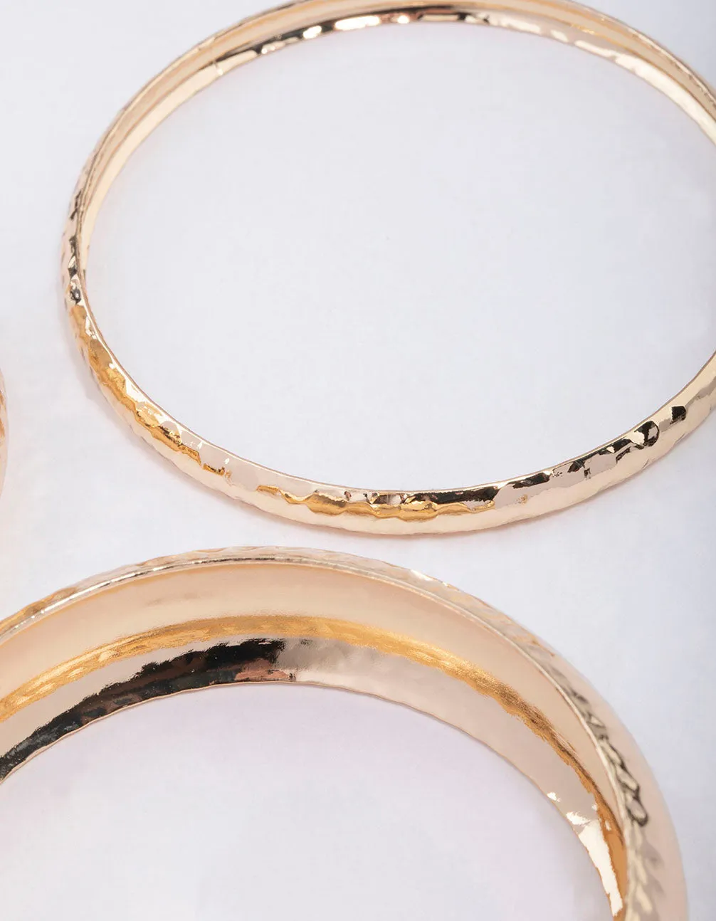 Gold Mixed Molten Gold Bangle 3-Pack