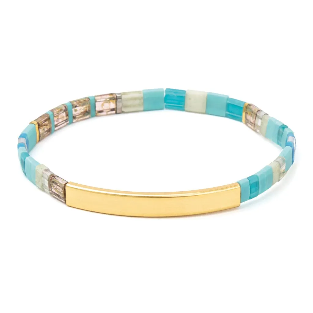 Good Karma Miyuki Bracelet | Just Breathe - Tonal Turquoise & Gold