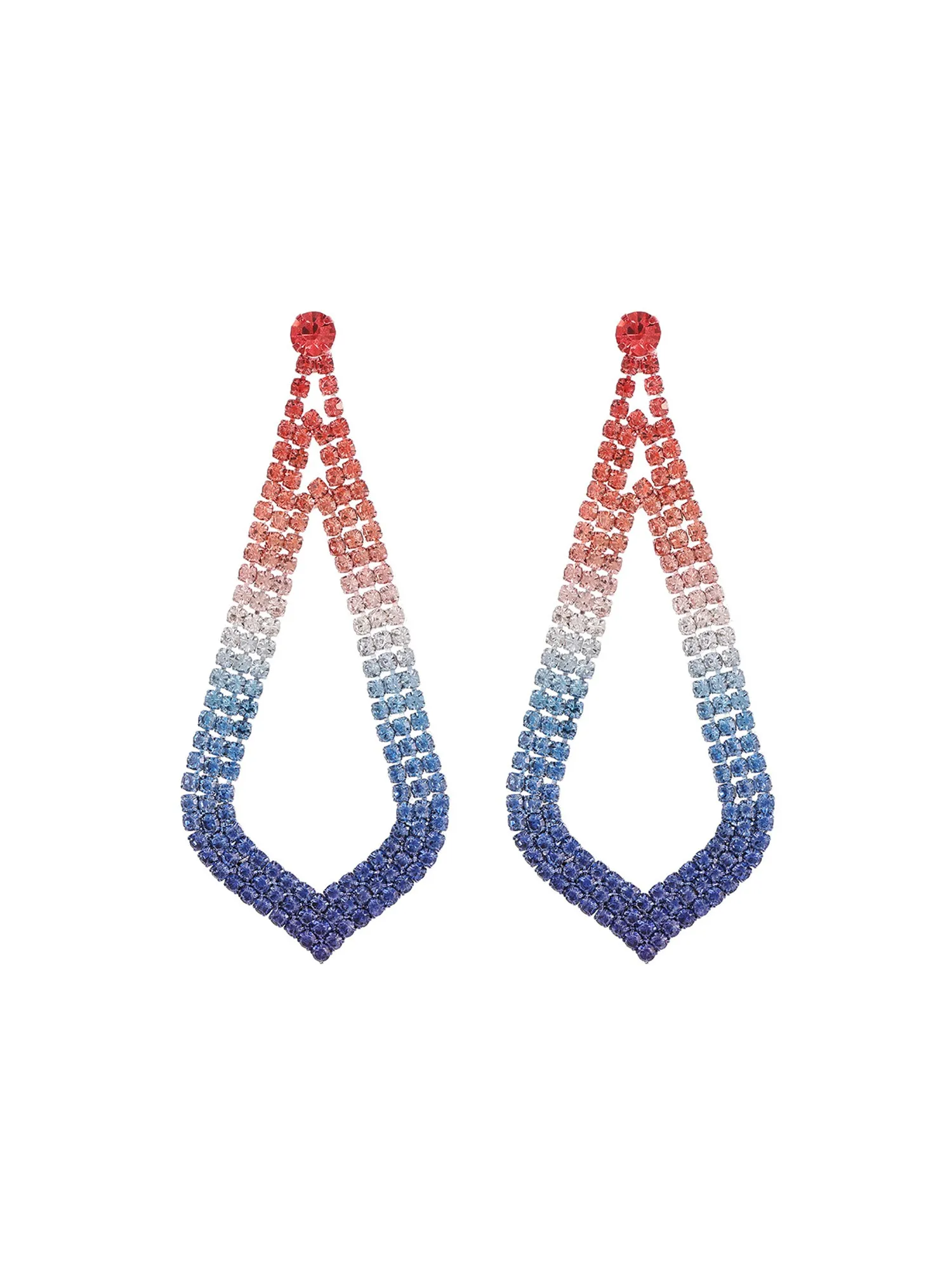 Gradient Geometric Triangle Sparkling Rhinestone Earrings