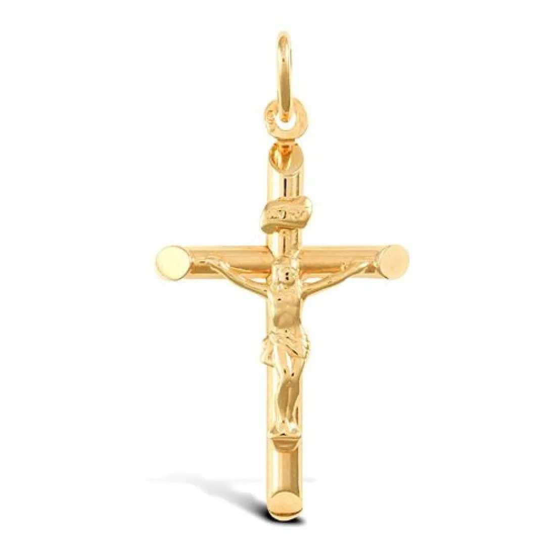 Hollow Crucifix Cross Pendant Necklace in 9ct Yellow Gold 1.6g