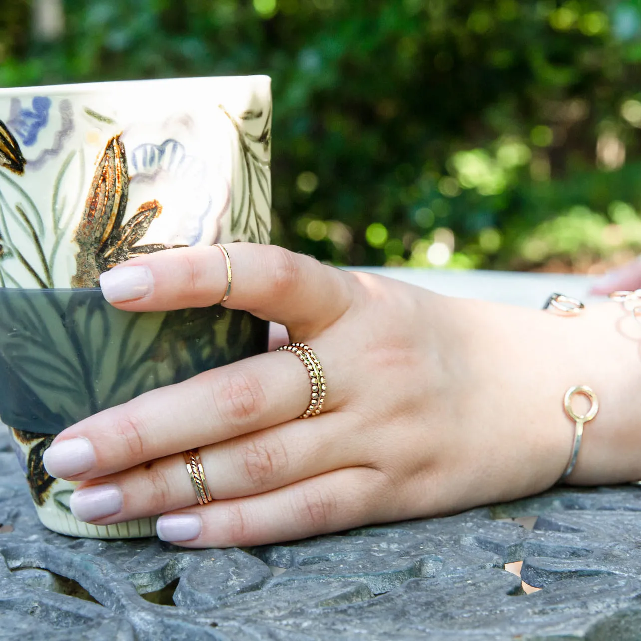 Individual Stacking Ring In Various Textures - gold-filled