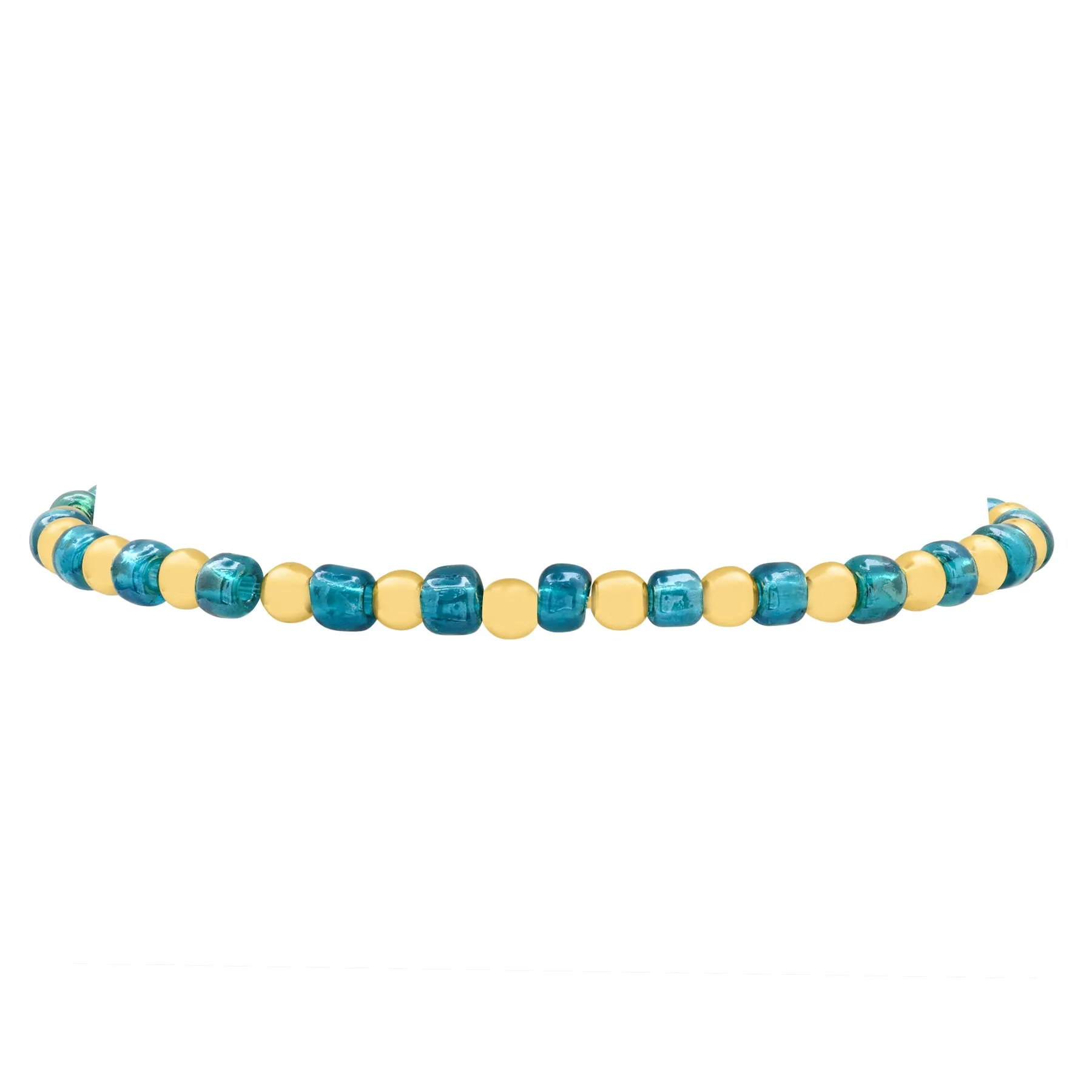 IRIDESCENT BALL STRETCH BRACLET GOLD & TEAL