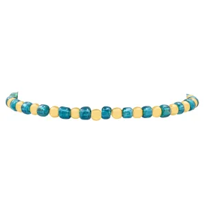 IRIDESCENT BALL STRETCH BRACLET GOLD & TEAL