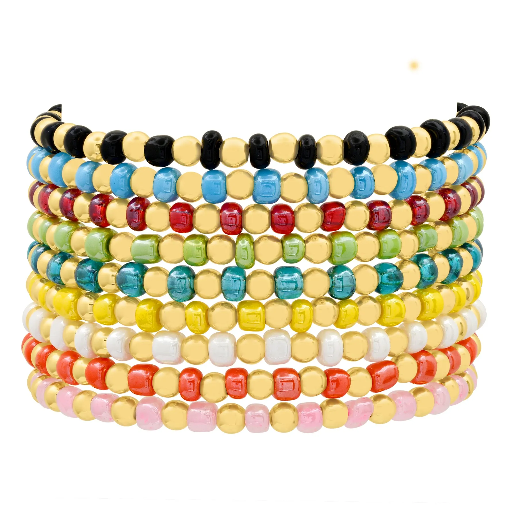 IRIDESCENT BALL STRETCH BRACLET GOLD & TEAL