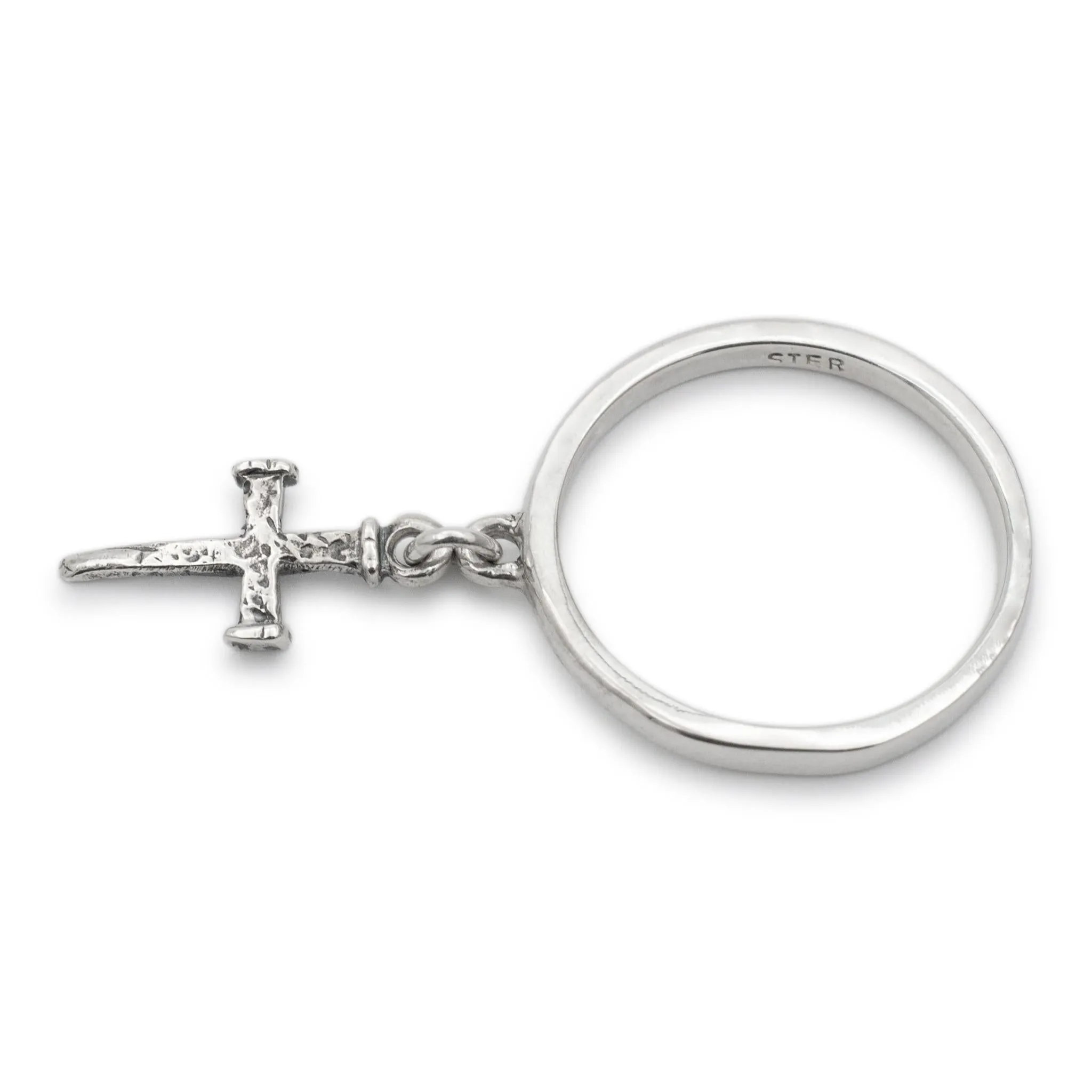 James Avery 925 Sterling Silver Dangle Cross Charm Band Ring