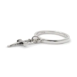 James Avery 925 Sterling Silver Dangle Cross Charm Band Ring