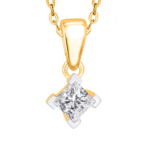 KATARINA Princess Cut Diamond Solitaire Pendant Necklace (1/6 cttw)