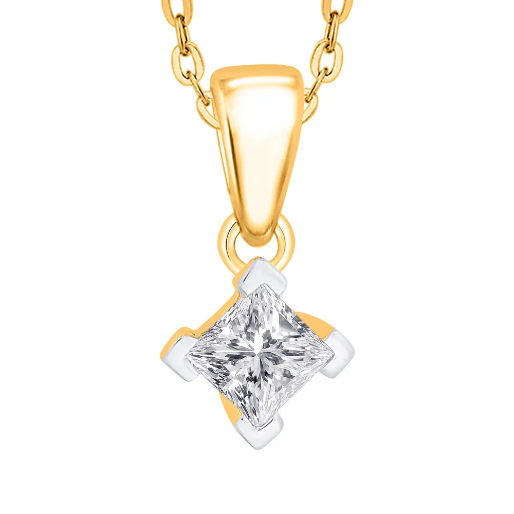 KATARINA Princess Cut Diamond Solitaire Pendant Necklace (1/6 cttw)