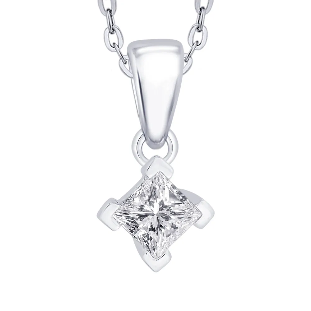 KATARINA Princess Cut Diamond Solitaire Pendant Necklace (1/6 cttw)