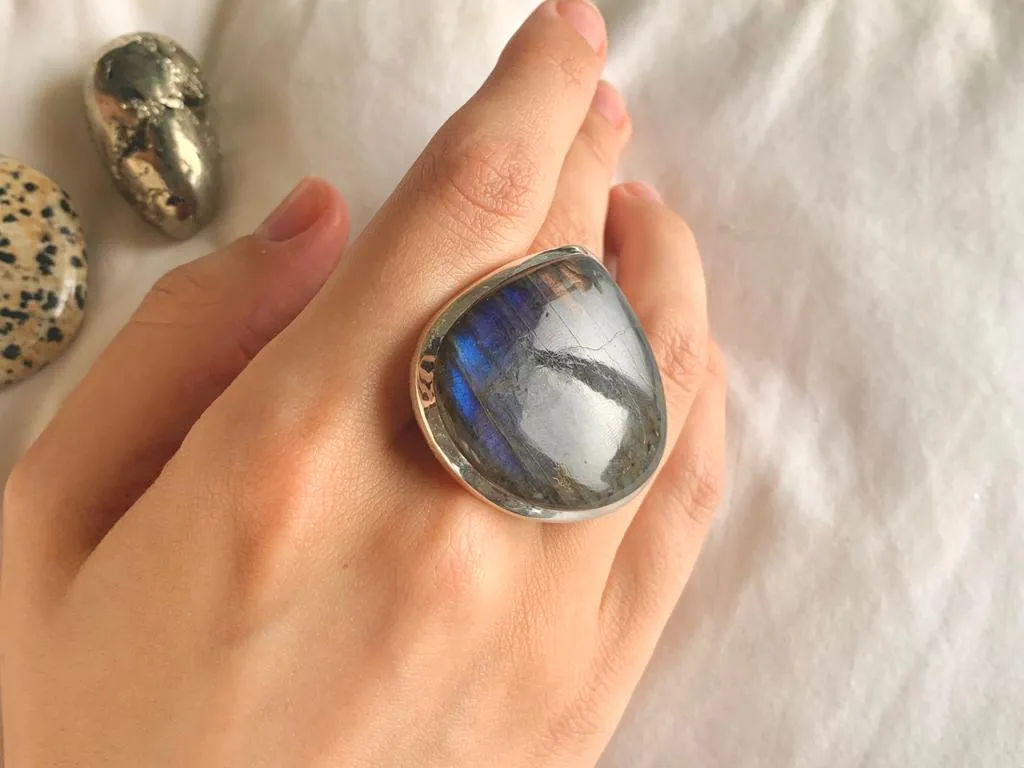 Labradorite Adjustable Naevia Ring - Chunky Drop