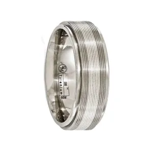 LAELIUS Titanium Ring with Sterling Silver Textured Lines by Edward Mirell - 7.5 mm