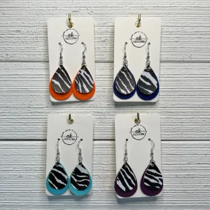 Layered Zebra Animal Print Faux Leather Earrings