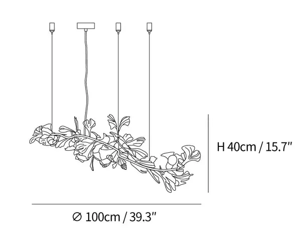 Linear Ginkgo Ceramic Chandelier for Dining Room/Kitchen island