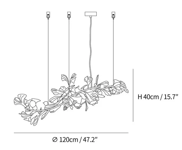 Linear Ginkgo Ceramic Chandelier for Dining Room/Kitchen island