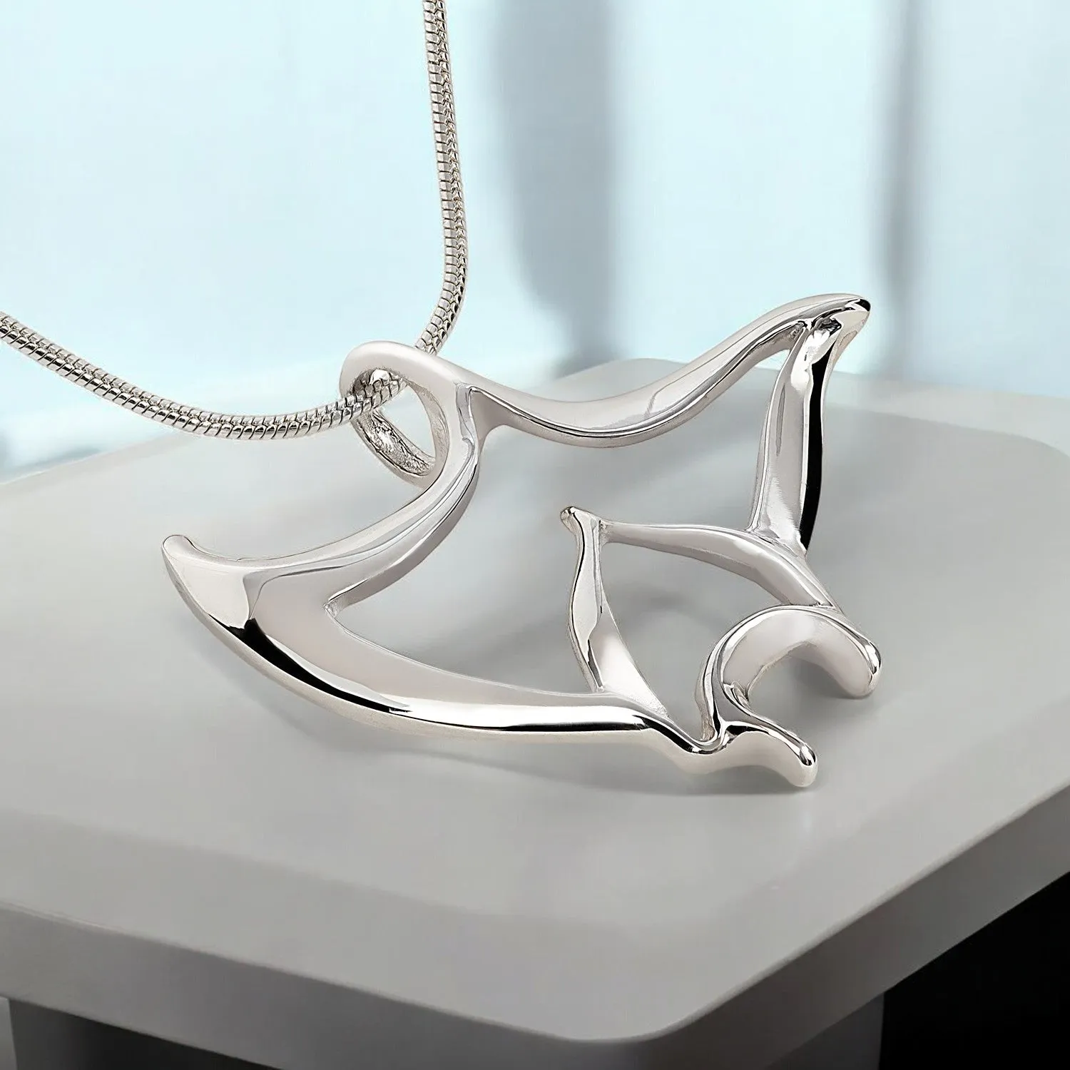 Manta Ray Necklace for Women Sterling Silver- Stingray Necklace for Women | Sterling Silver Stingray Necklace | Stingray Jewelry | Manta Ray Pendant