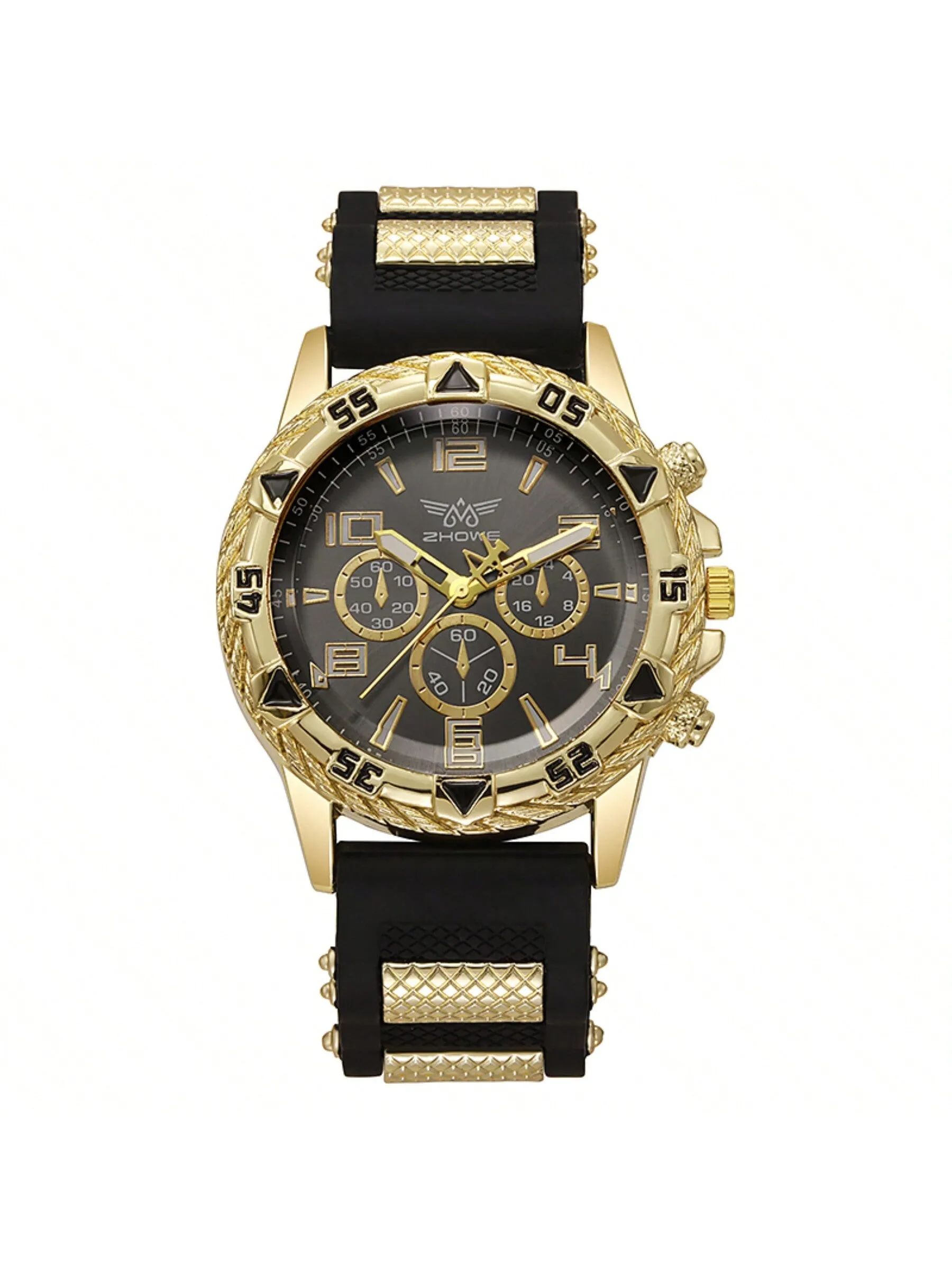 Men's Watch 2pcs Set   Necklace With Cross Rubber Fashion Casual Quartz Watch