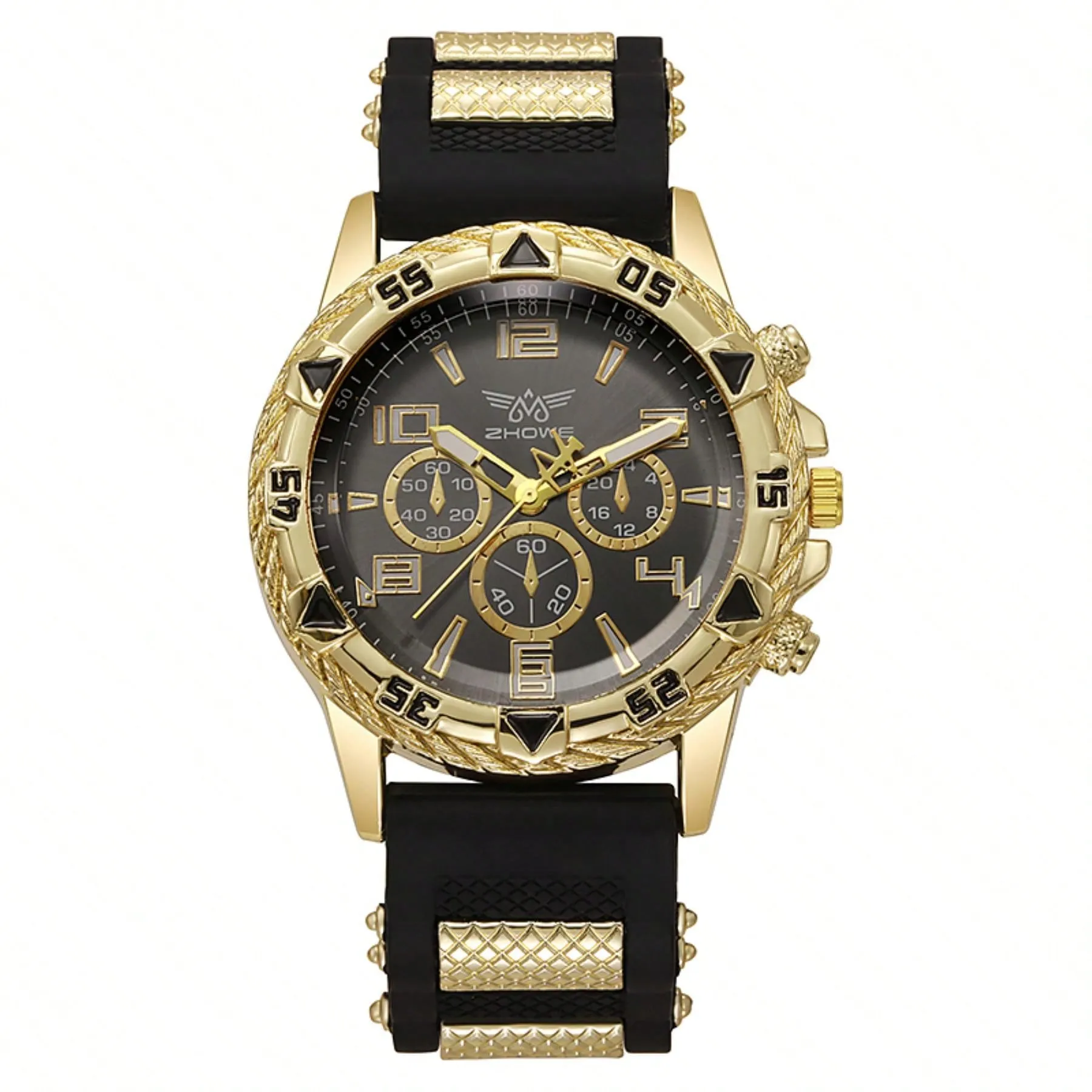 Men's Watch 2pcs Set   Necklace With Cross Rubber Fashion Casual Quartz Watch