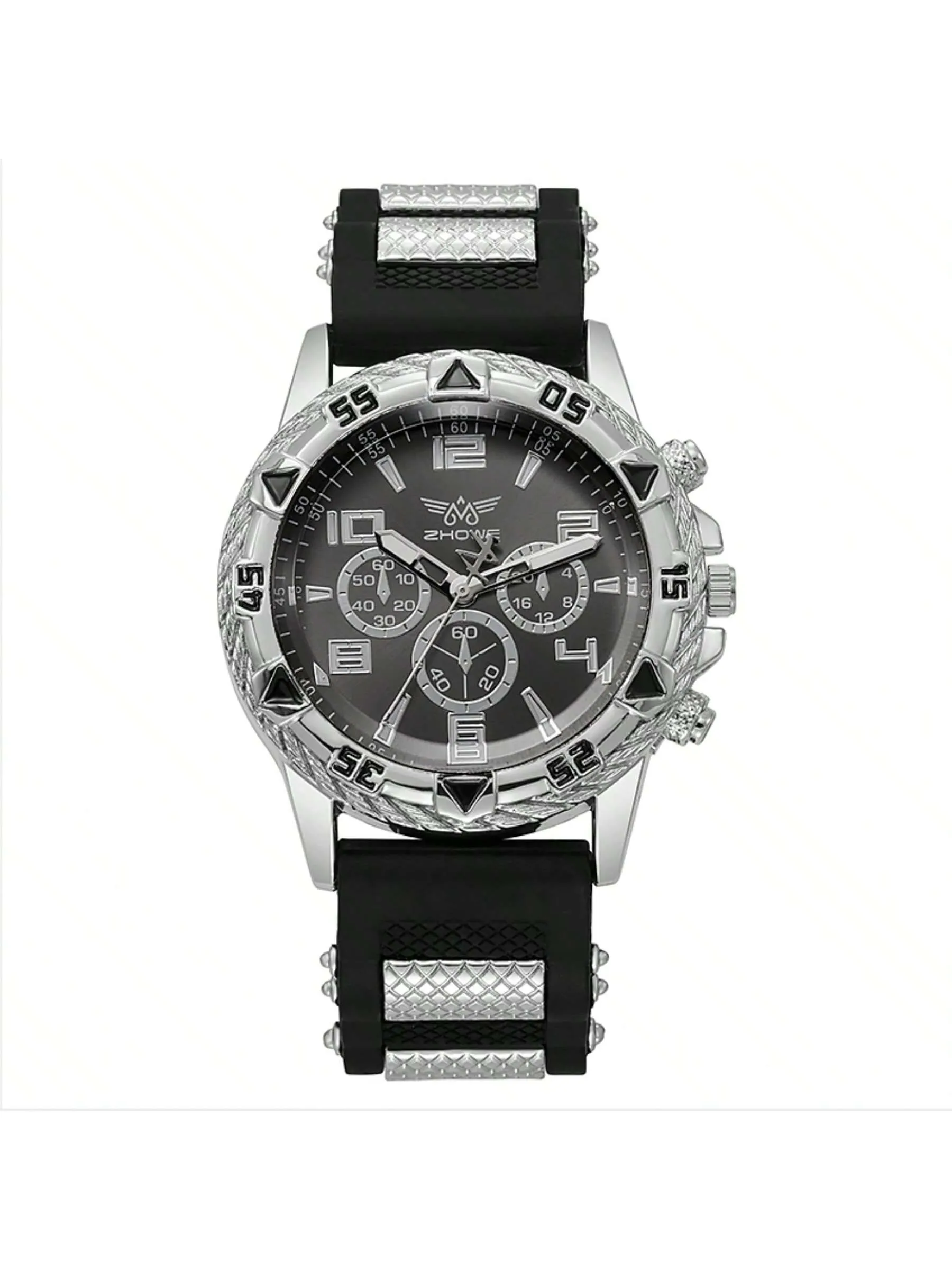 Men's Watch 2pcs Set   Necklace With Cross Rubber Fashion Casual Quartz Watch