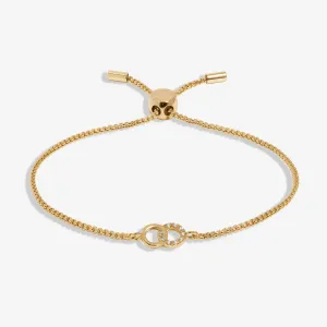 Mini Charms Pave Linked Circles Gold Plated Bracelet 7642