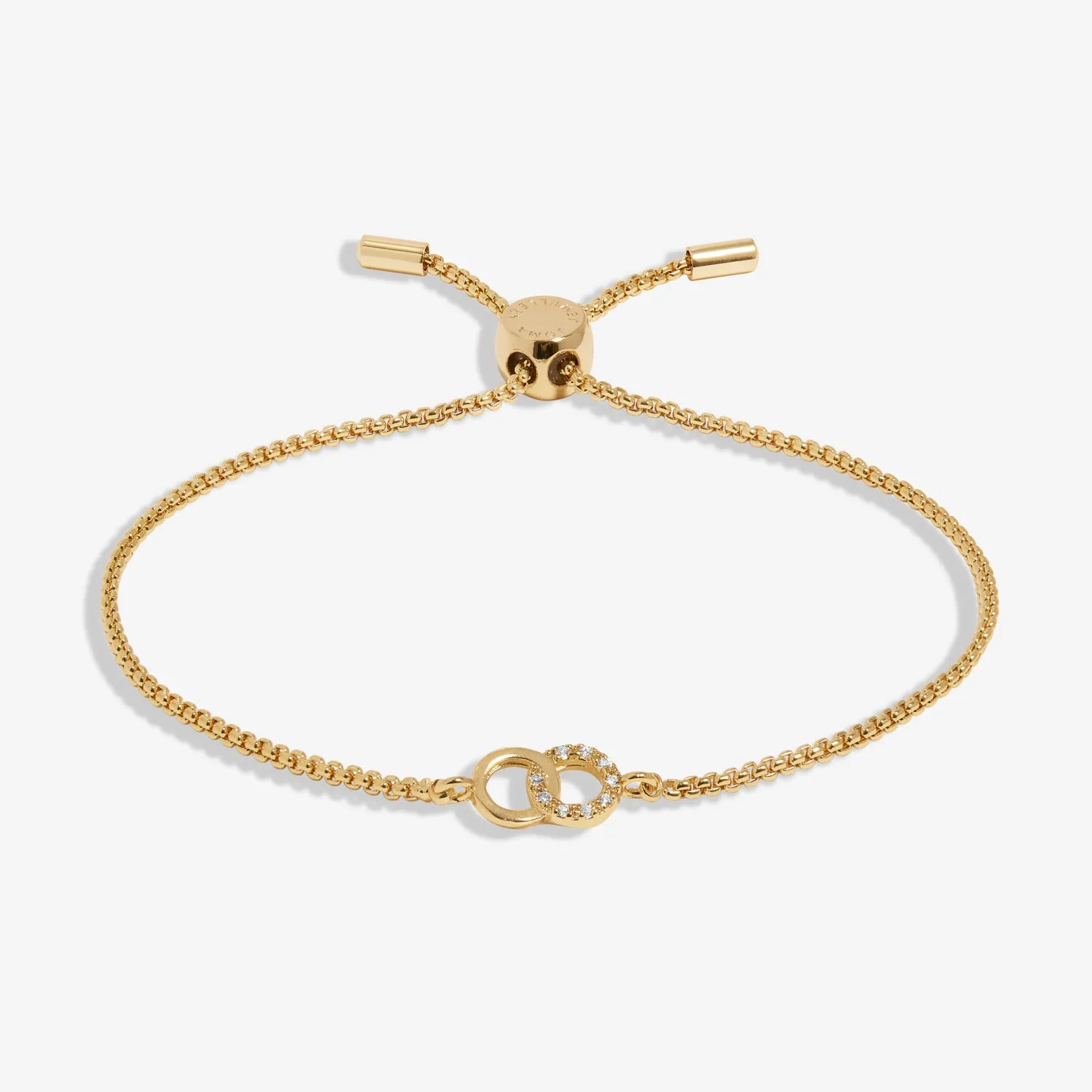 Mini Charms Pave Linked Circles Gold Plated Bracelet 7642