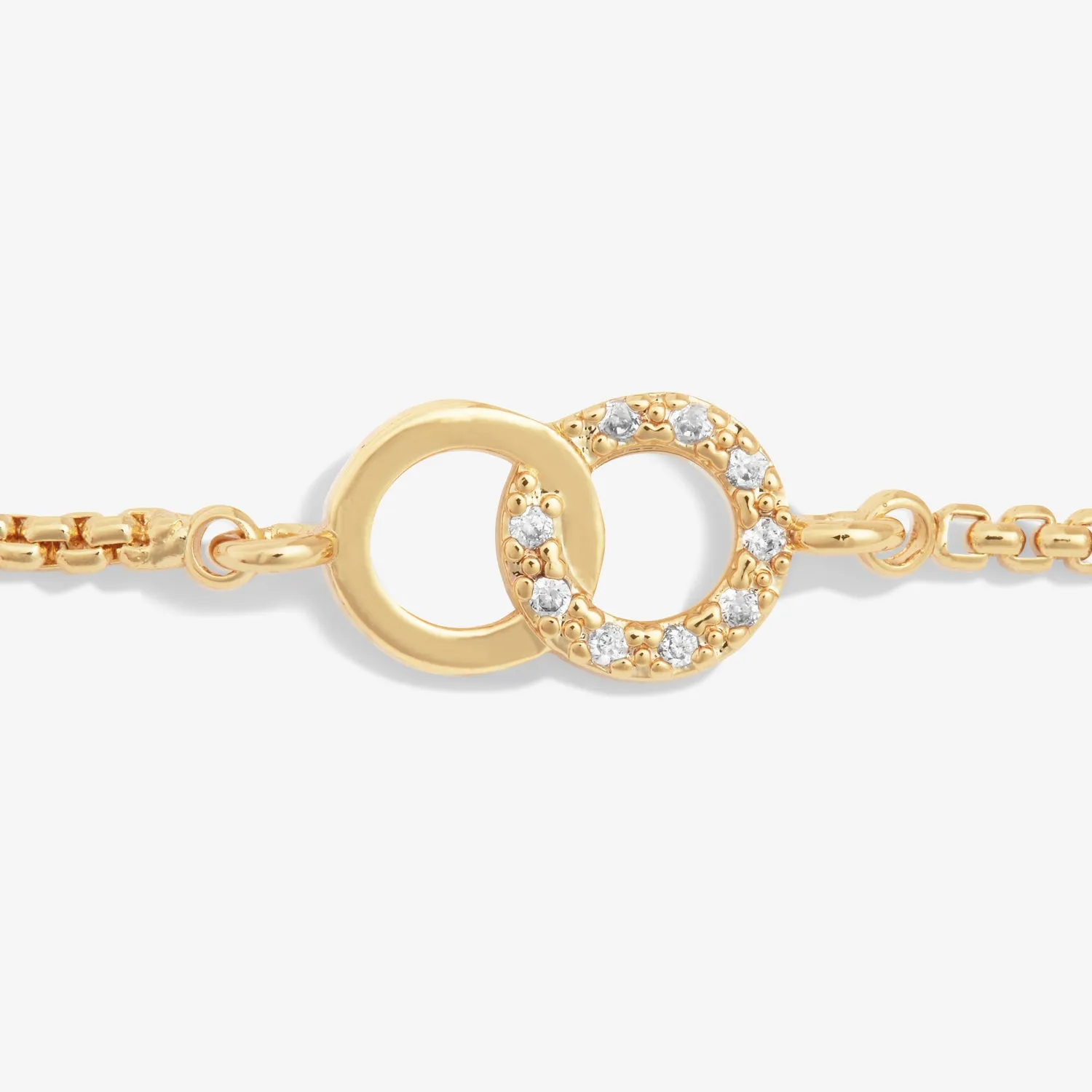 Mini Charms Pave Linked Circles Gold Plated Bracelet 7642