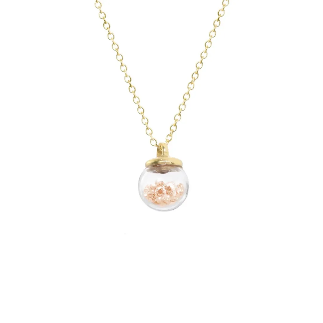 Mini Vermeil Champagne Crystal Globe Necklace