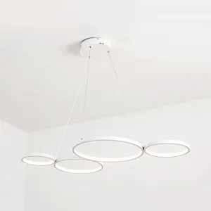 Modern Acrylic LED Chandelier with 4 Rings - Black/White and Warm/White/Natural Light Options