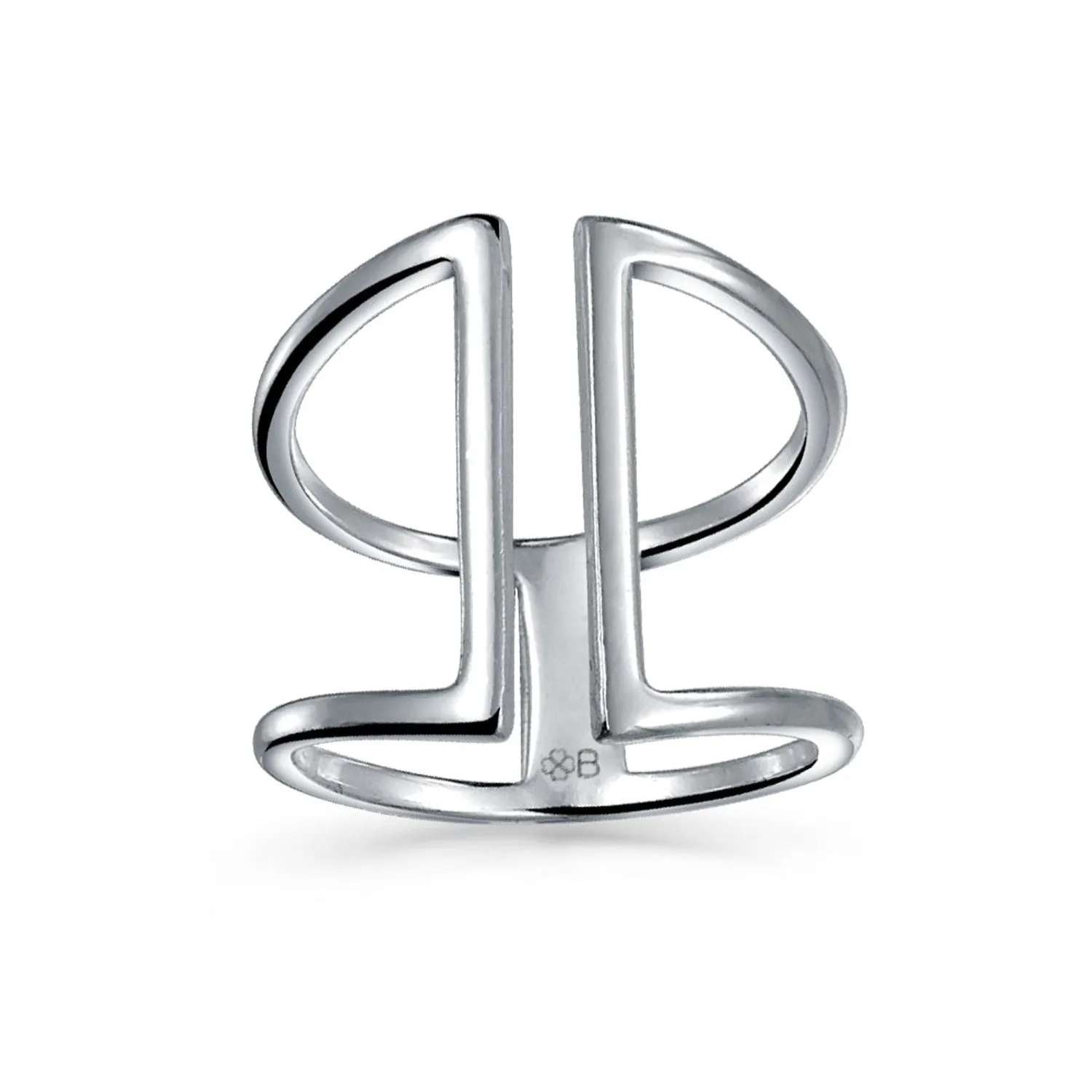 Modern Geometric Double Bar Sterling Silver Ring Adjustable Fashion Trend