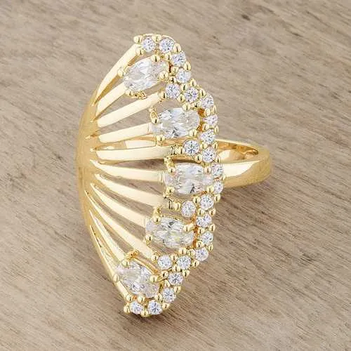 Natalie 2.15ct CZ 14k Gold Contemporary Cocktail Ring