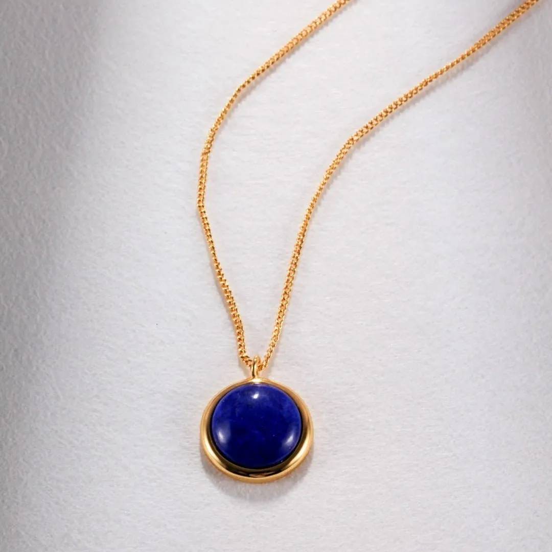 Natural Lapis Lazuli Stone Round Necklace