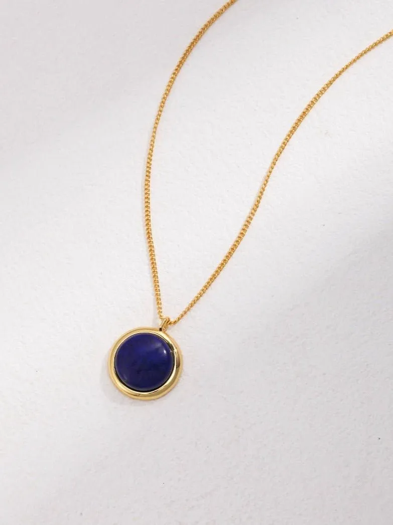 Natural Lapis Lazuli Stone Round Necklace