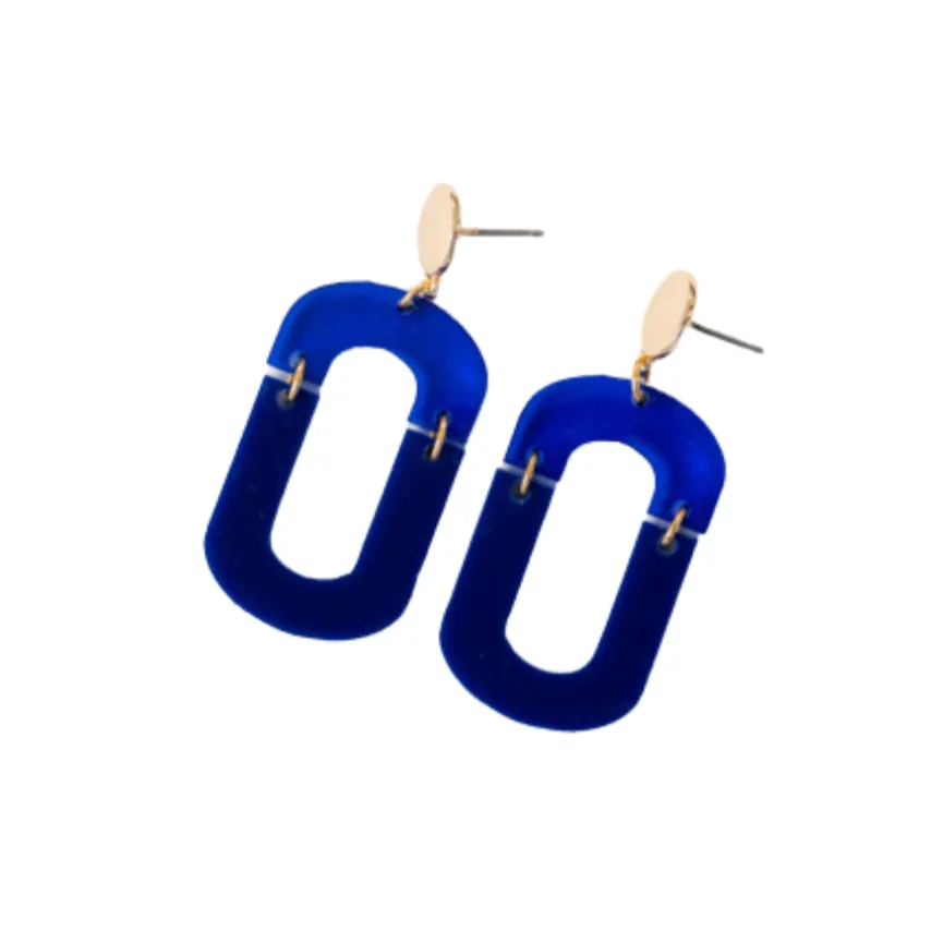 Navy & Cobalt Blue Acrylic Fire Earrings