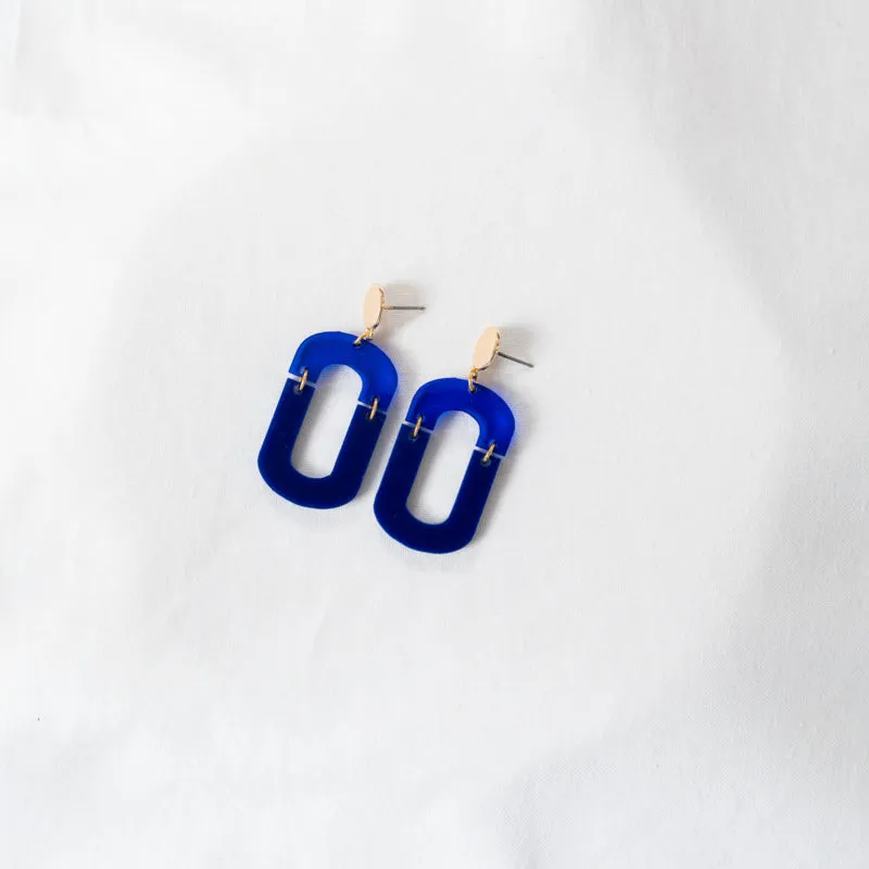 Navy & Cobalt Blue Acrylic Fire Earrings