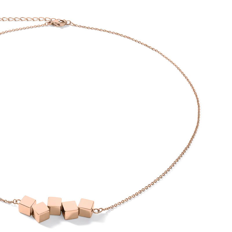 Necklace Dancing GeoCUBE® stainless steel rose gold