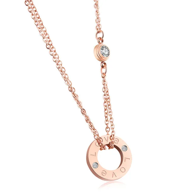 NEWBUY 2017 Trendy Round Circle Pendant Necklace For Women Rose Gold-color Link Chain Female Choker Necklace Jewelry Gift