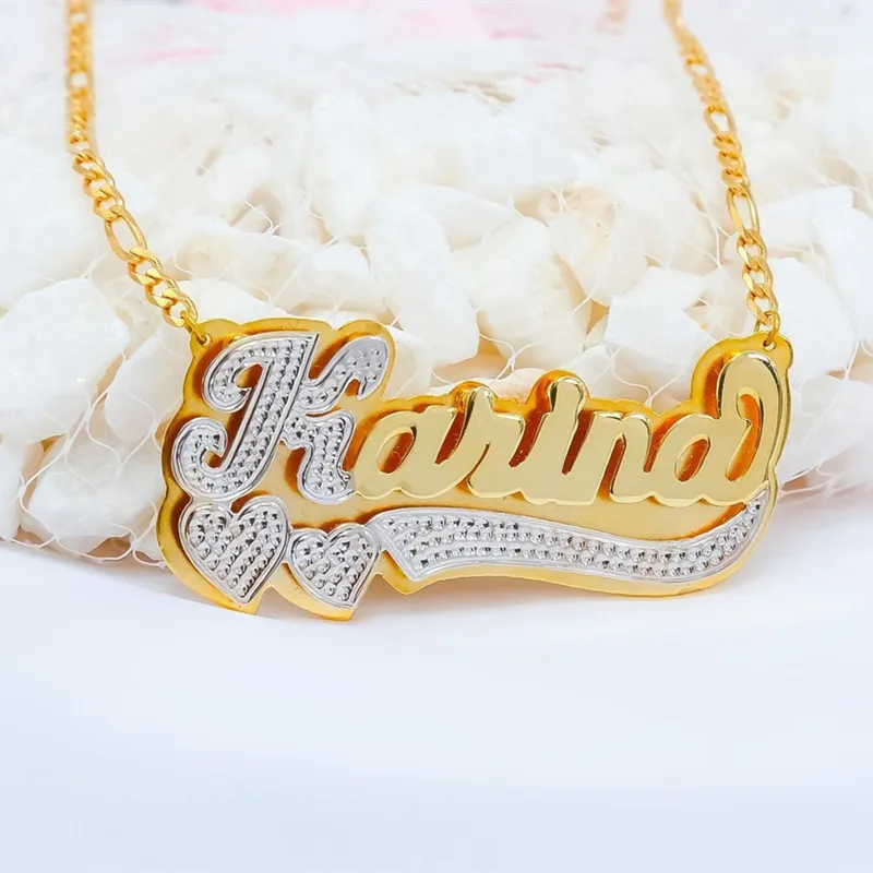 nowadaysfashion Custom Name Necklace Personality Stainless Steel Gold Choker Nameplate Pendant Necklace