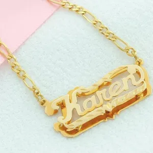 nowadaysfashion Name Necklace Double Name Plate Custom Nameplate Necklace