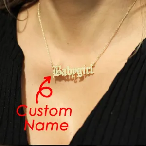 nowadaysfashion Stainless Steel Initial Name Necklace Custom Personalized Letter Choker Necklace Pendant Nameplate