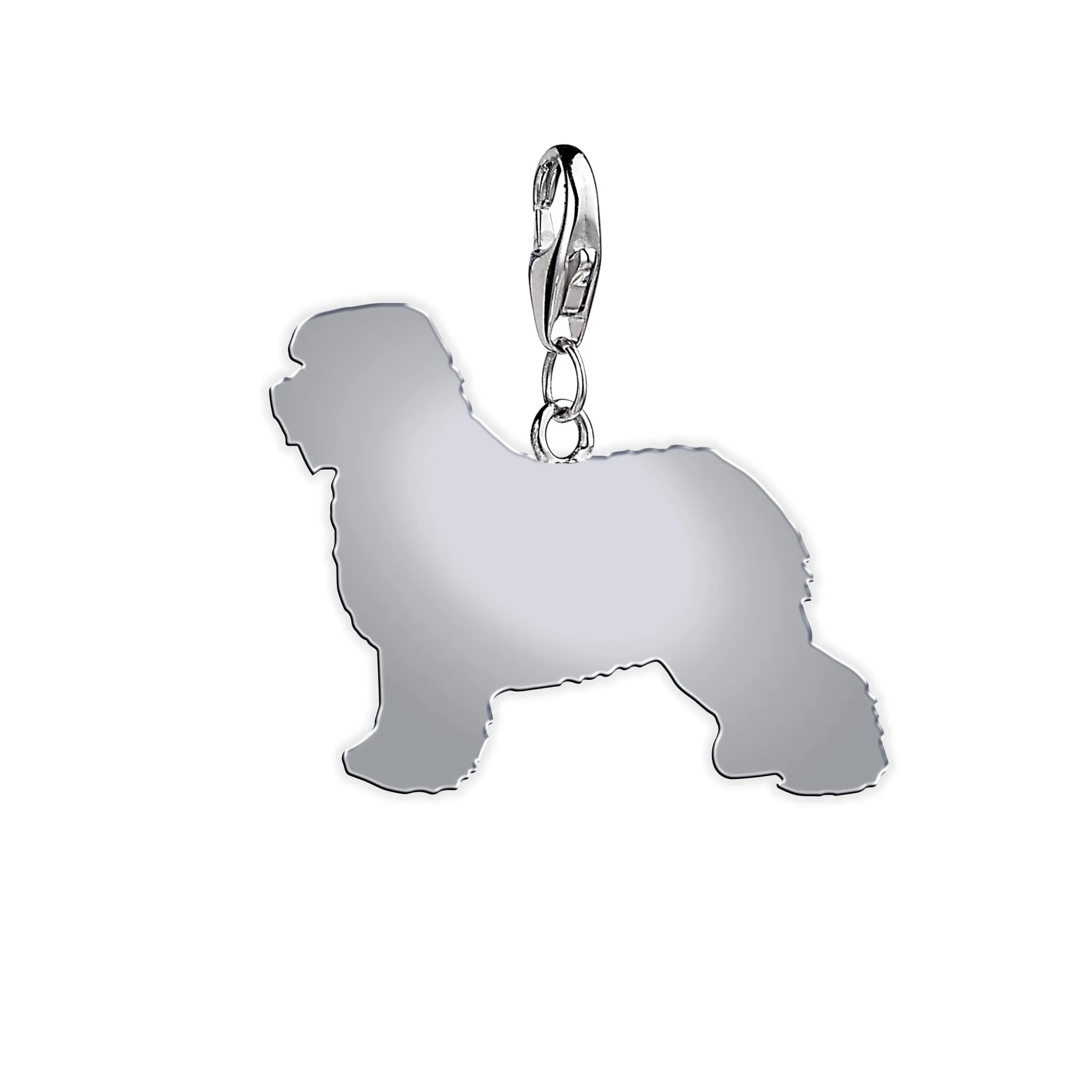 Old English Sheepdog Silhouette Silver Charm