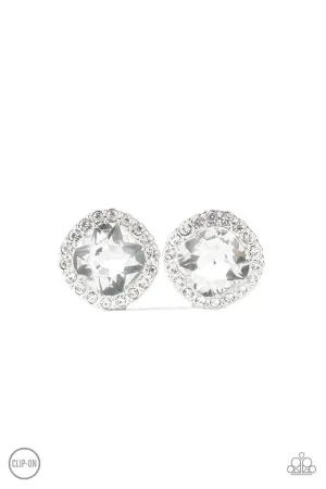 Paparazzi Earring ~ Diamond Duchess - White