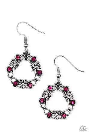 Paparazzi Earring ~ Whimsy Wreaths - Pink