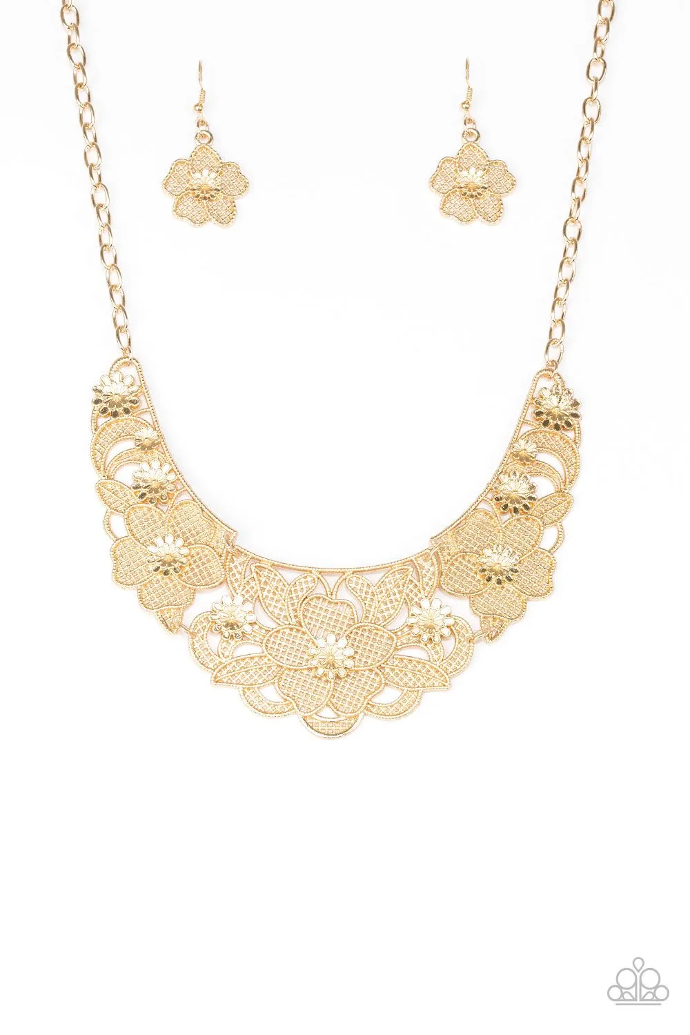 Paparazzi Necklace ~ Petunia Paradise - Gold